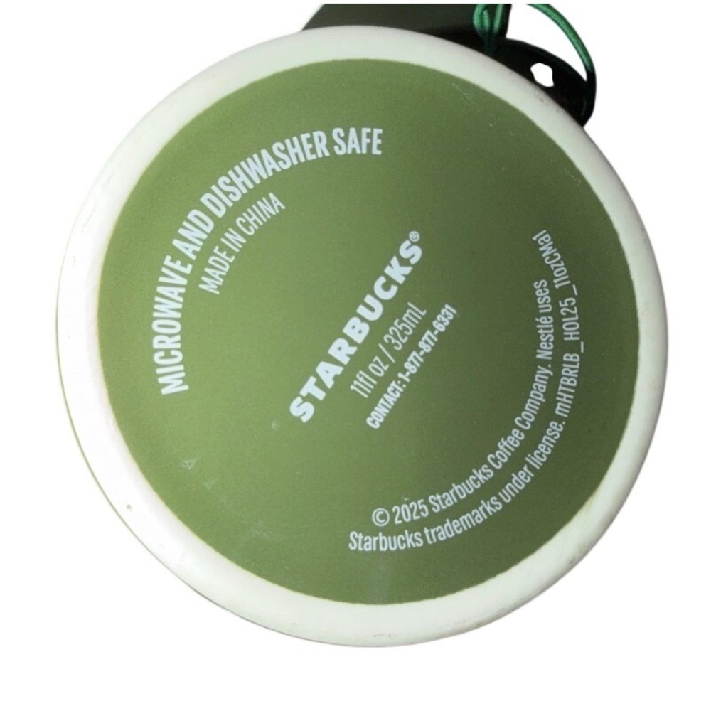 Starbucks Coffee Mug Unisex 11oz‎ Green NEW 2025 Holiday Joy Matte Ceramic Cup - Picture 3 of 4